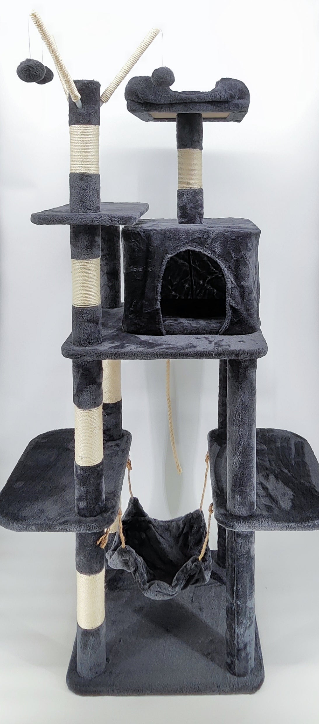 Katzenbaum mit Höhle, Hängematte, Spiel, 50x50x155cm