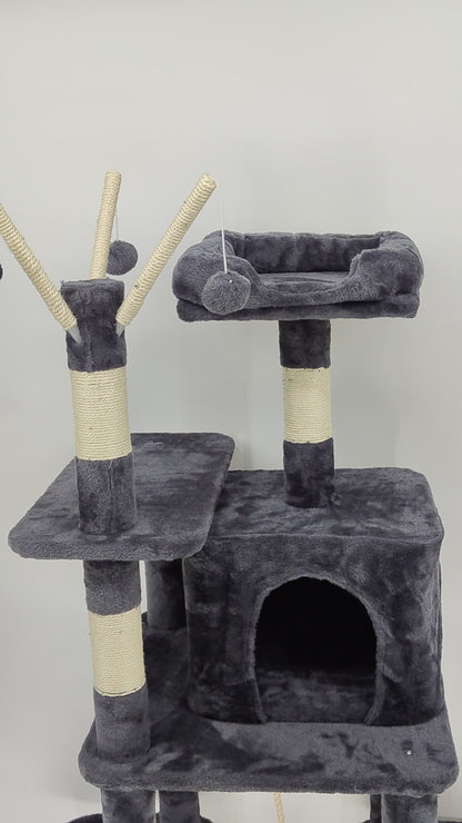 Katzenbaum mit Höhle, Hängematte, Spiel, 50x50x155cm